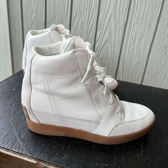 Sorel Out N About Wedge White Leather Sneaker Waterproof SZ 9 - Picture 8 of 11